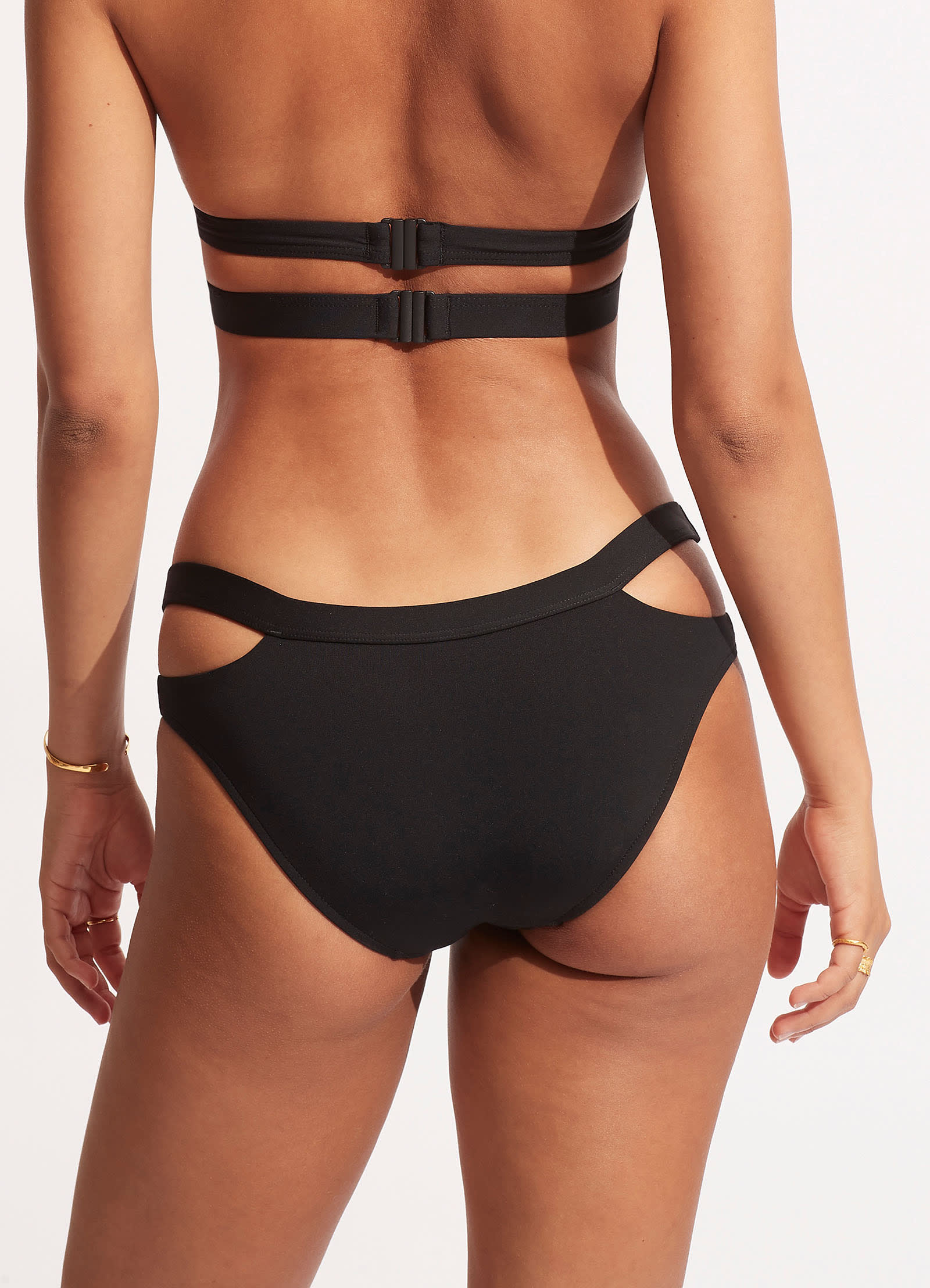 Seafolly Collective Split Band Hipster Pant - Black | Comfortable High-Waisted Swimwear for Women | Perfect for Beach, Pool, and Vacation