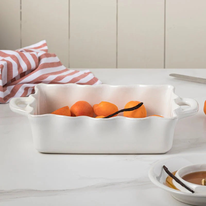 Stoneware Ceramic Baker with Ruffled Edge - Perfect for Baking Casseroles, Pies, and Desserts | Durable & Stylish Oven-to-Table Serving Dish