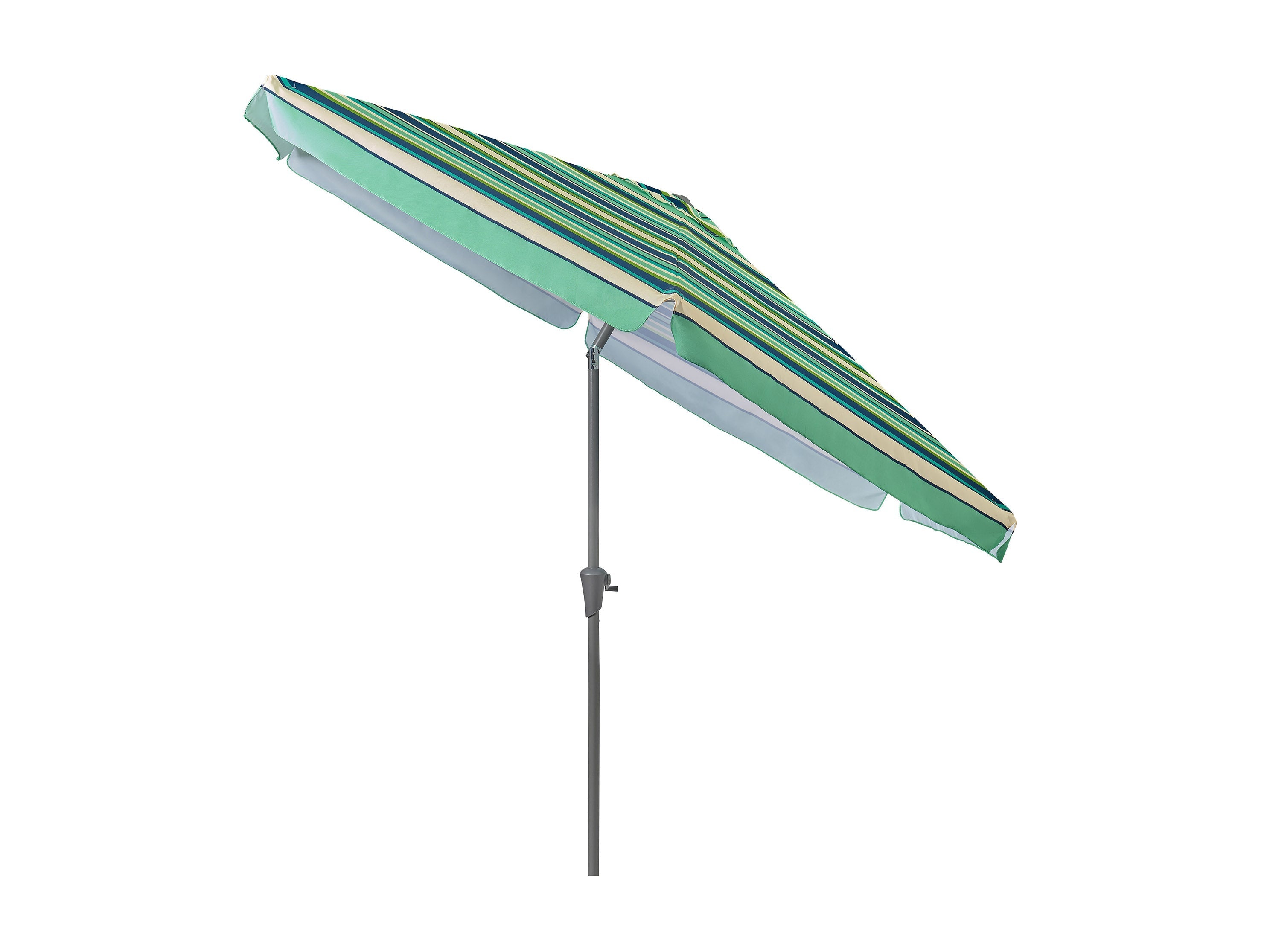 10ft Round Green and White Outdoor Patio Umbrella - Sun Shade for Garden, Poolside, and Backyard Relaxation