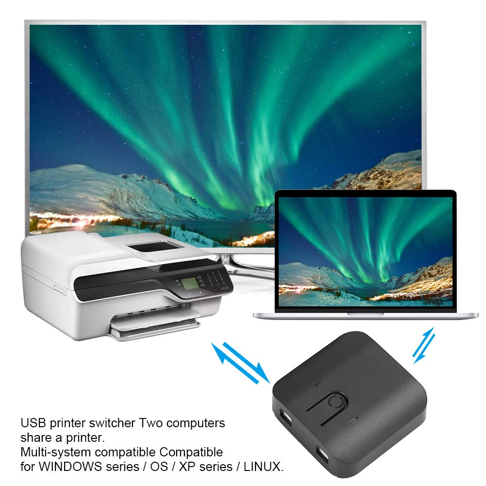 ACASIS 2-Port USB Printer Switcher | USB A Splitter 2-in 1-out for Multiple Computers | Compatible with Windows/Mac/OS/XP | Perfect for Office, Home & Shared Workspace Printing