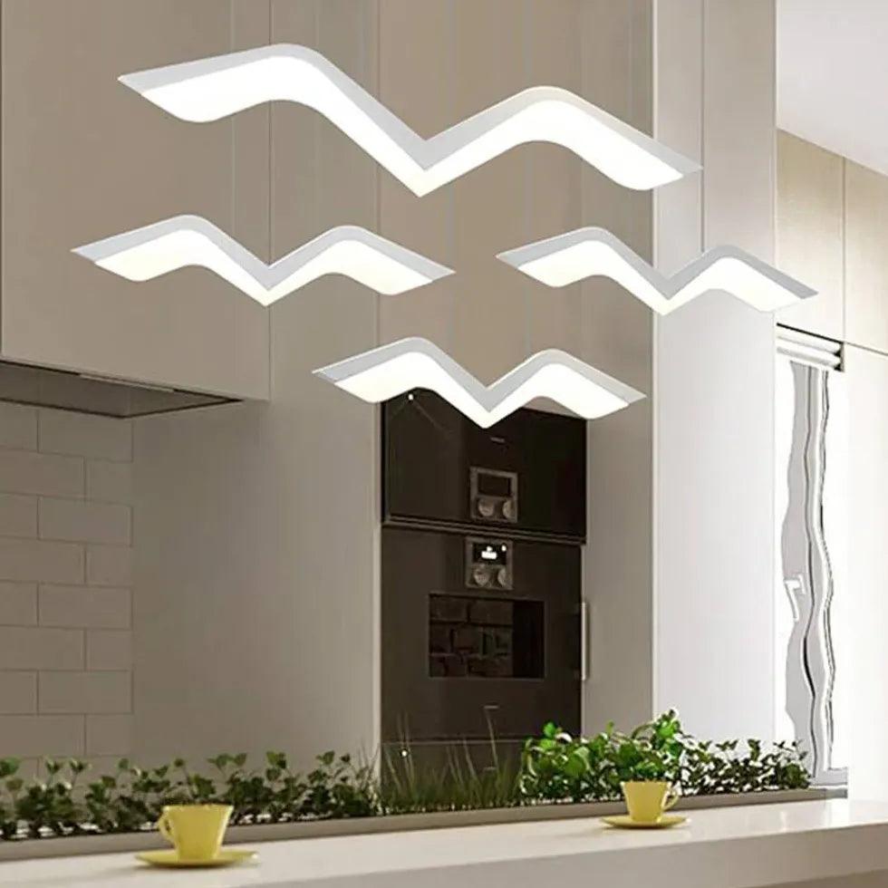 Creative Seagull Shaped LED Pendant Light for Kitchen - Modern Hanging Ceiling Lamp for Dining Room, Breakfast Nook & Coastal Home Decor