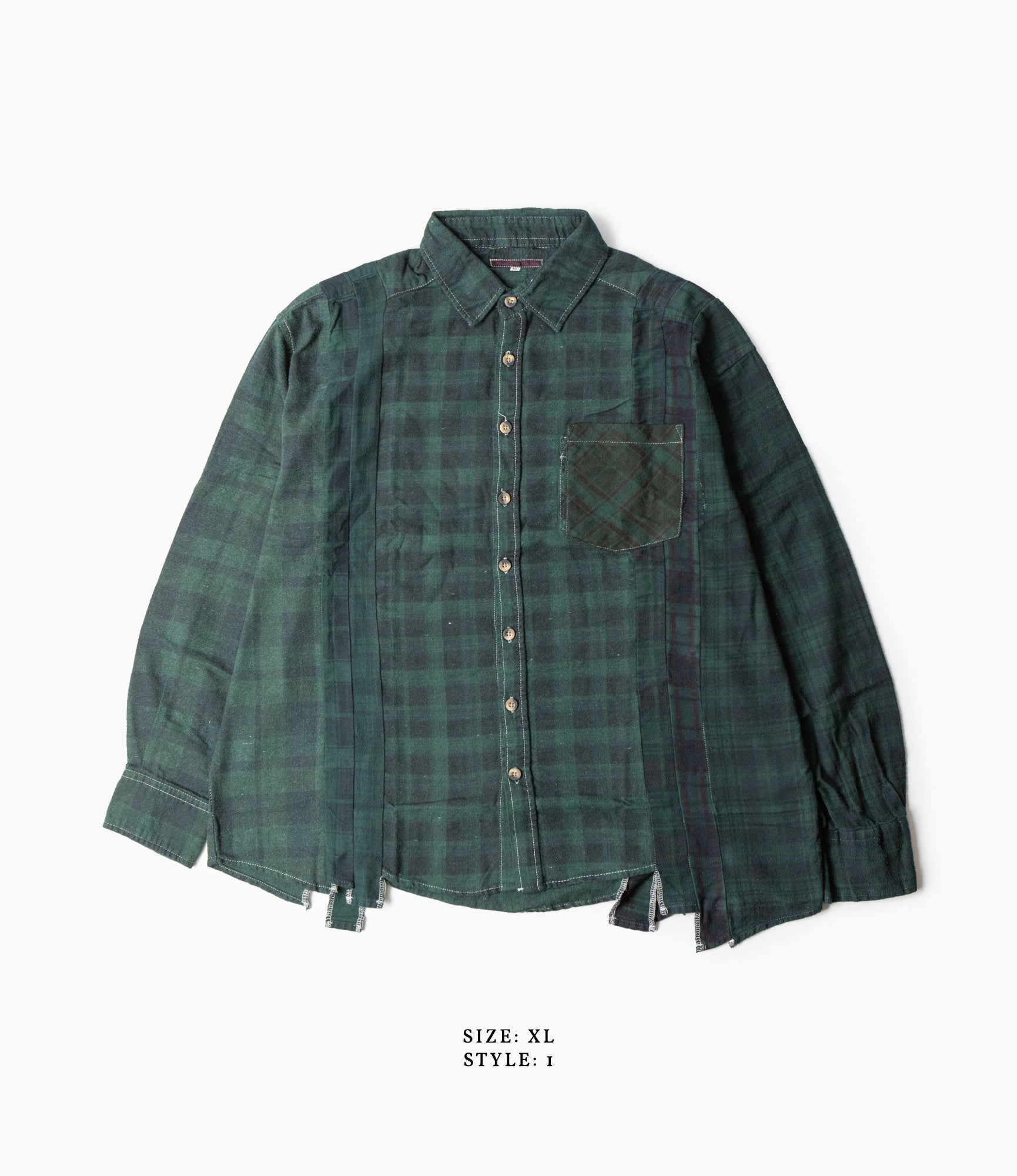 7 Cuts Flannel Shirt for Men - Green Over Dye Plaid Long Sleeve Button Down Shirt | Casual Wear, Outdoor Activities & Layering