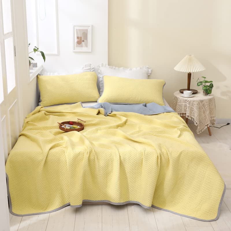 YHWW Summer Quilt Set - Breathable Washed Cotton Cooling Blanket for AC Use | Lightweight Bed Cover & Sofa Throw (200x230cm) | Perfect for Spring, Summer & Autumn - Home Textile for Bedroom, Living Room & Guest Room