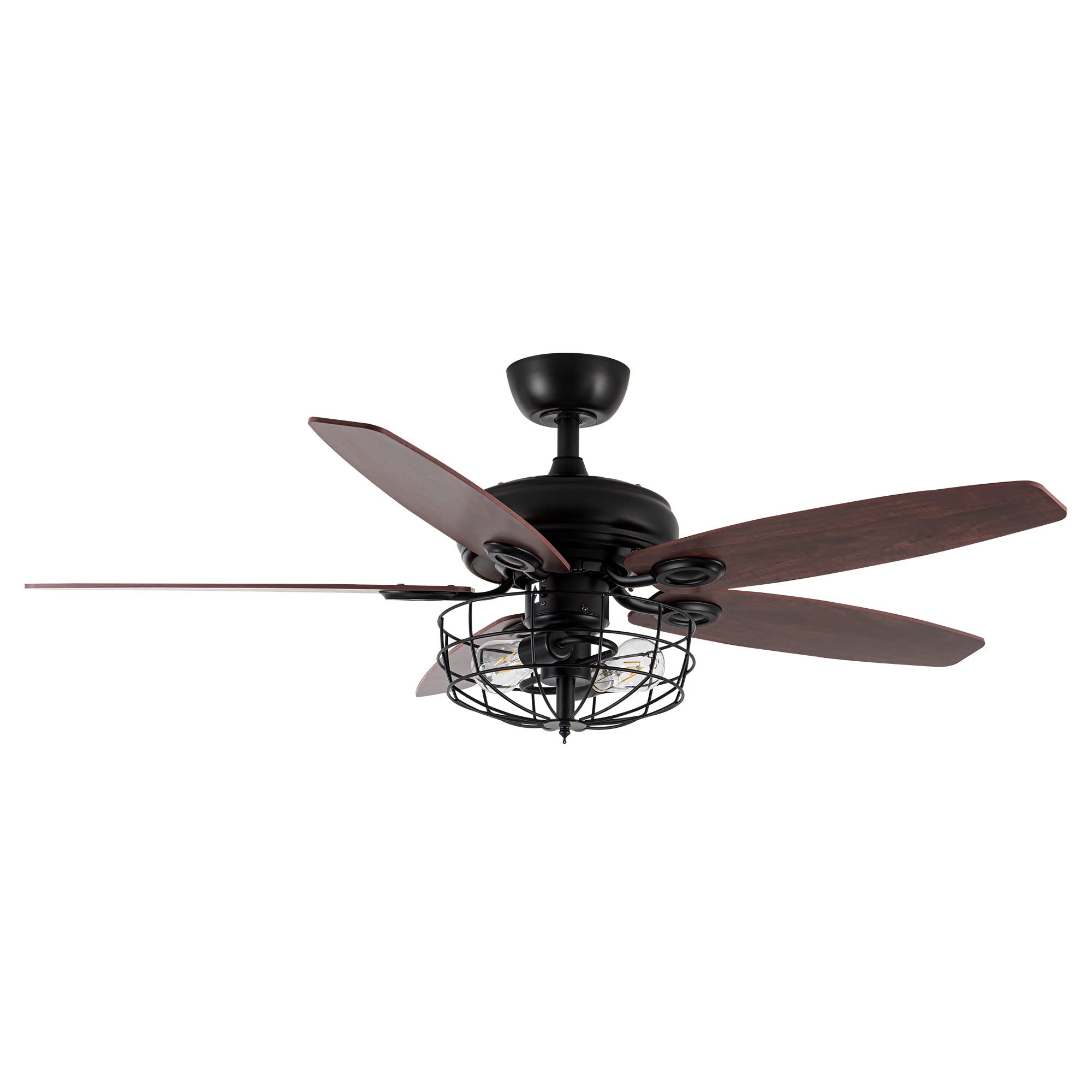 52 Inch Black Farmhouse Ceiling Fan with Lights & Remote Control - Rustic Style for Living Room, Bedroom & Outdoor Patio