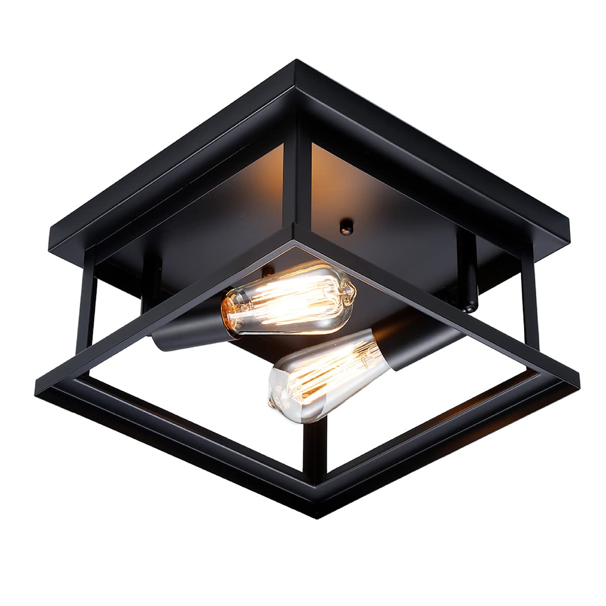 Hamilyeah Black Flush Mount Ceiling Light Fixture - Modern Farmhouse Lighting for Bedroom, Kitchen, Porch, Patio & Hallway | Indoor & Outdoor Use | Dimmable LED Ceiling Lights for Home Decor