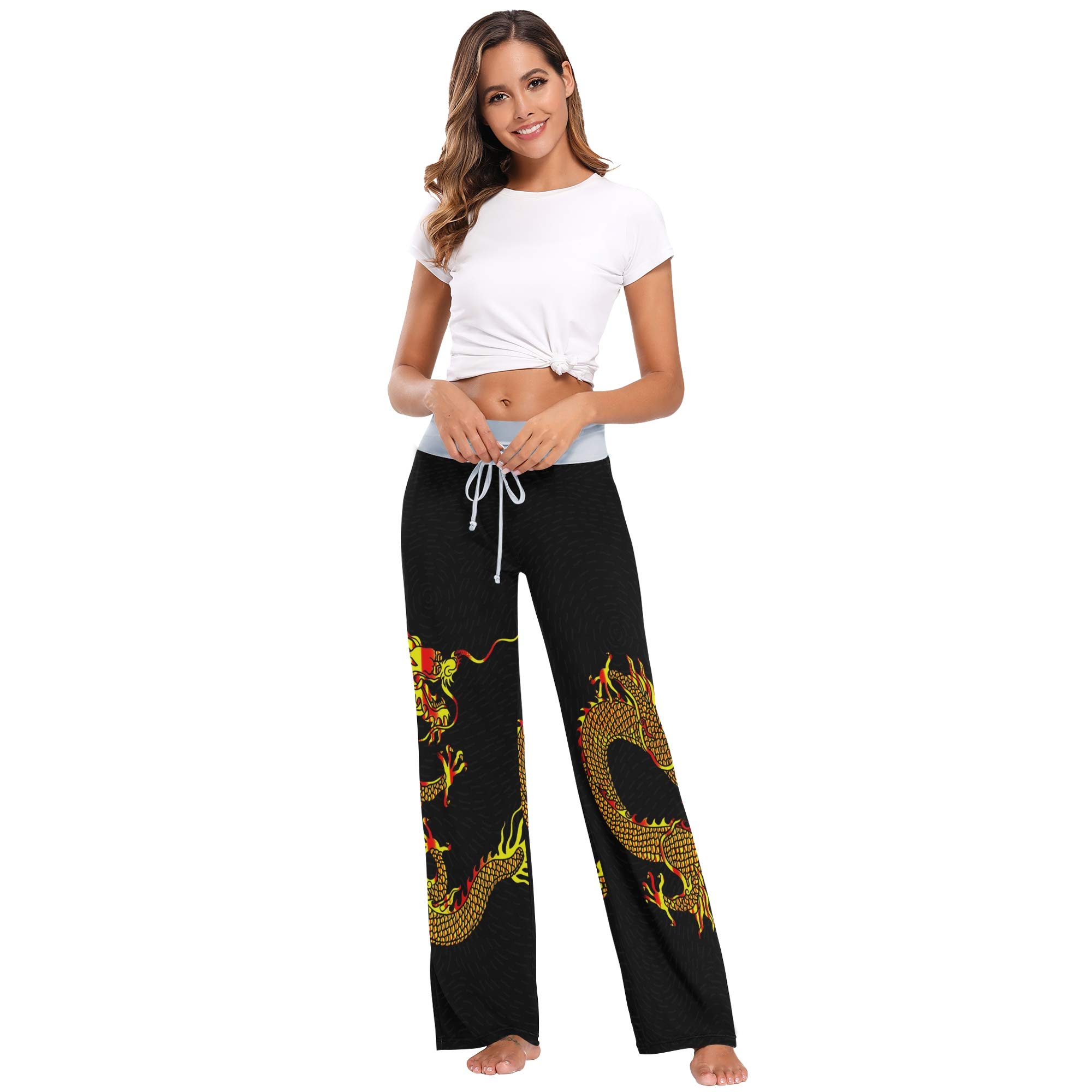 Women's Loose Comfortable Pajama Pants with Drawstring - Wide Leg Palazzo Lounge Pants for Sleep, Yoga & Home Relaxation