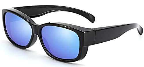 Black Frame Blue Mirrored Lens
