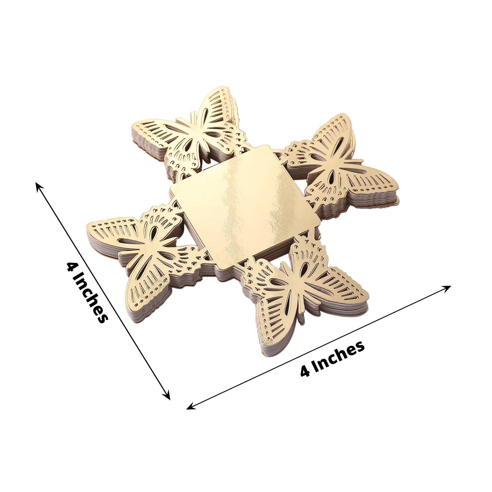 50 Gold Metallic 4 Butterfly Mini Square Cupcake Liners for Desserts - Perfect for Birthday Parties, Baby Showers & Wedding Decorations