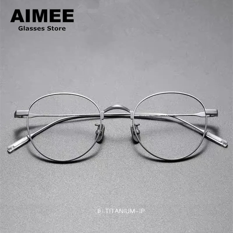Aimee Unisex Full Rim Round Titanium Eyeglasses 80804 - Lightweight Durable Frame for Men & Women - Perfect for Reading, Work, and Everyday Wear