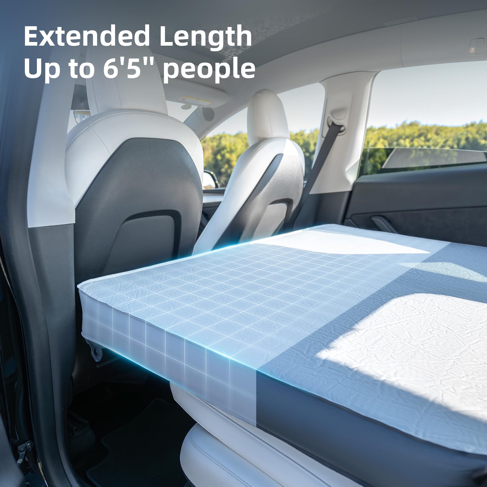 4.5 Inch Foam Mattress for Tesla Model S3XY - Full Size Bed with Vacuum Compression | Perfect for Road Trips, Camping, Job Shifts & Naps | Includes Cigarette Lighter Extension Cord & Eye Mask