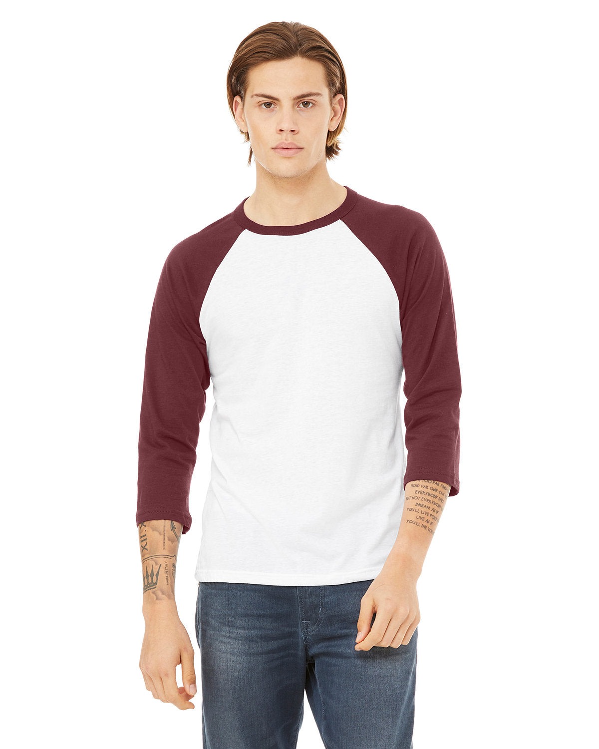 Bella + Canvas 3200 Unisex 3/4 Sleeve Baseball Tee - Soft Cotton Jersey Shirt for Men & Women - Perfect for Casual Wear, Sports & Team Uniforms