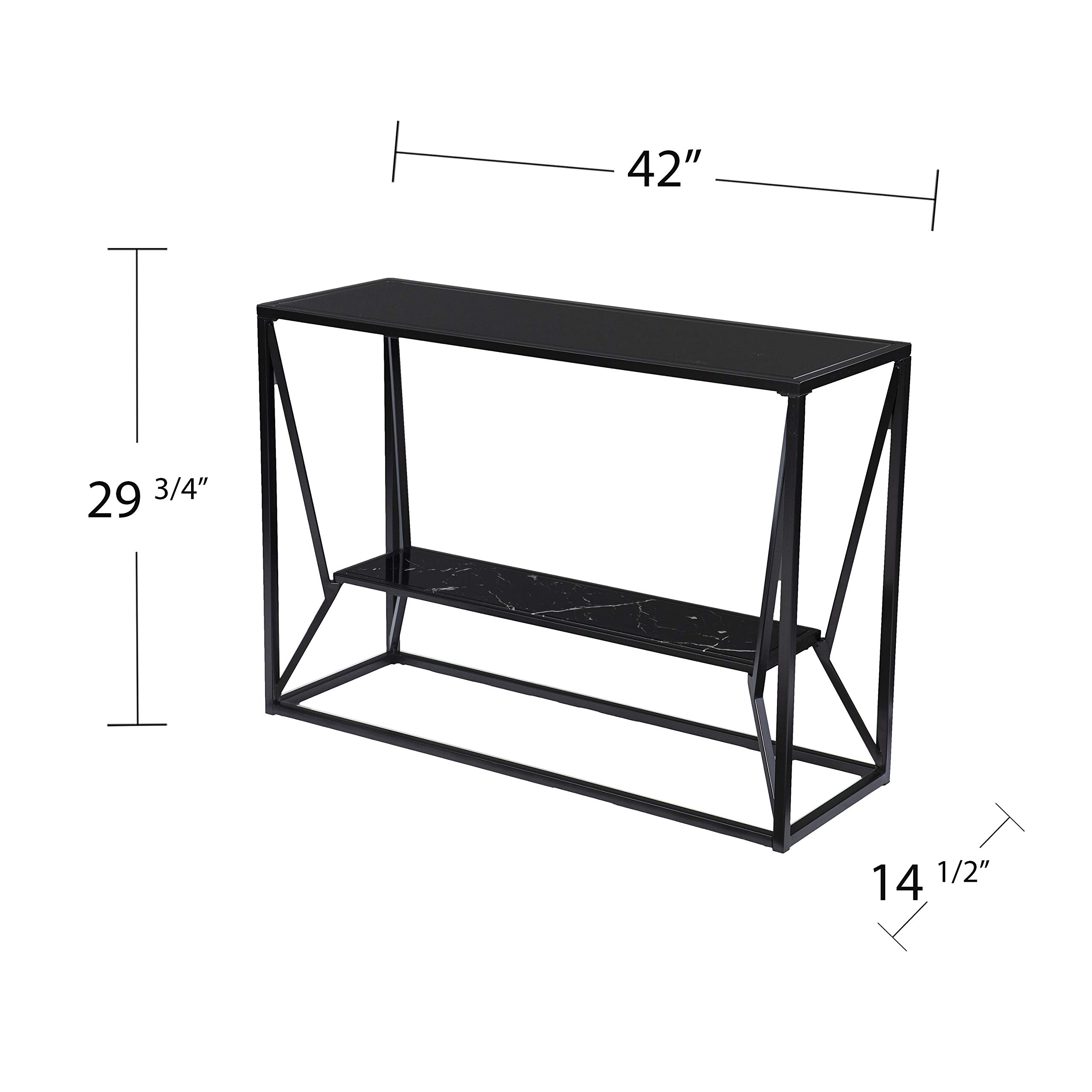 Argall Long Glass-Top Console Table - Modern Black Entryway Furniture for Hallway, Living Room & Office Decor | Sleek Glass & Metal Design