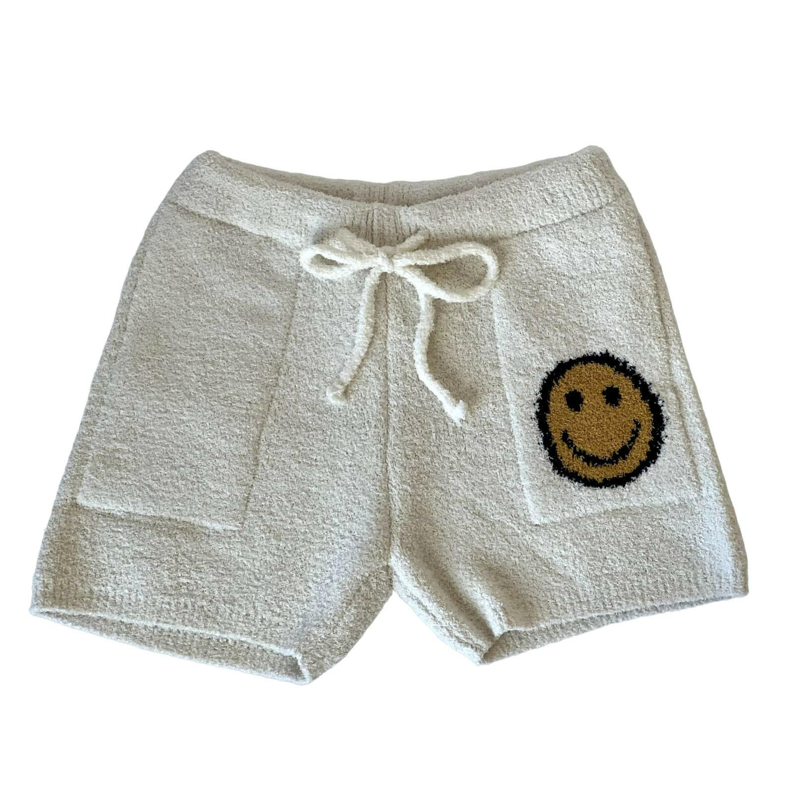 Happy Face Luxury Soft Lounge Shorts for Women with Pockets - Comfortable Sleepwear & Home Wear for Relaxing, Lounging, Yoga & Travel