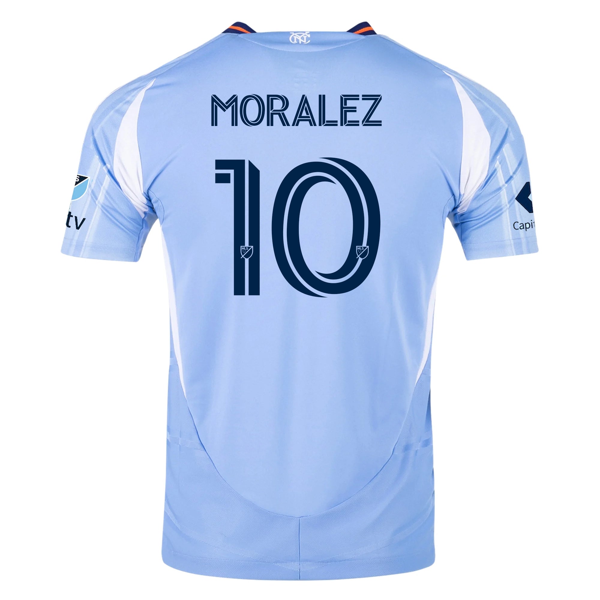 Adidas Maximiliano Moralez New York City FC Authentic Home Jersey 25/26 with MLS Patches - Bahia Light Blue Soccer Jersey for Fans & Game Day Wear