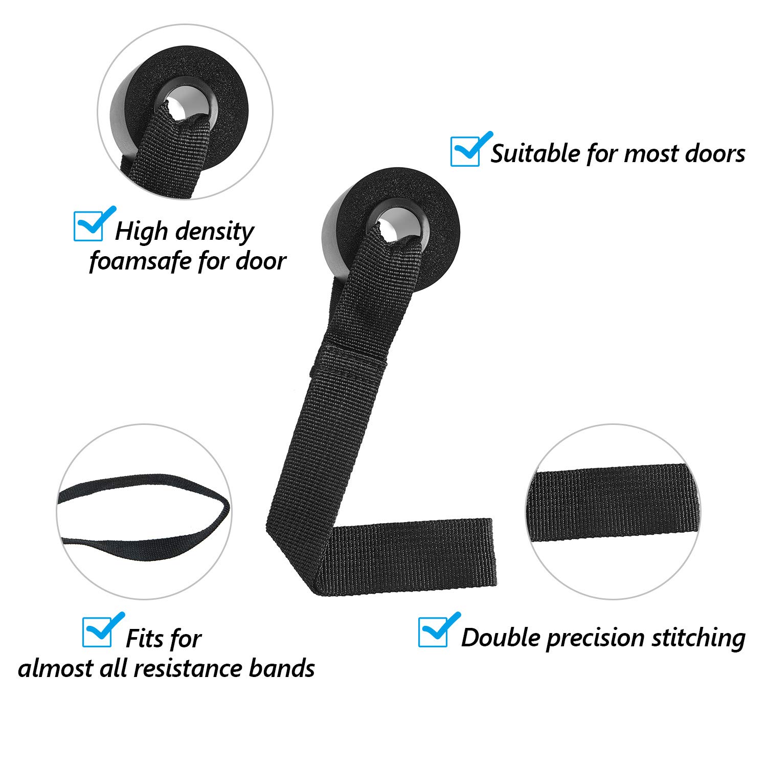 4-Piece Door Anchor Resistance Bands Set - Elastic Fitness Bands with Foam Door Anchor for Home Workouts, Strength Training, Yoga & Physical Therapy - Perfect for Full-Body Exercise & Rehabilitation