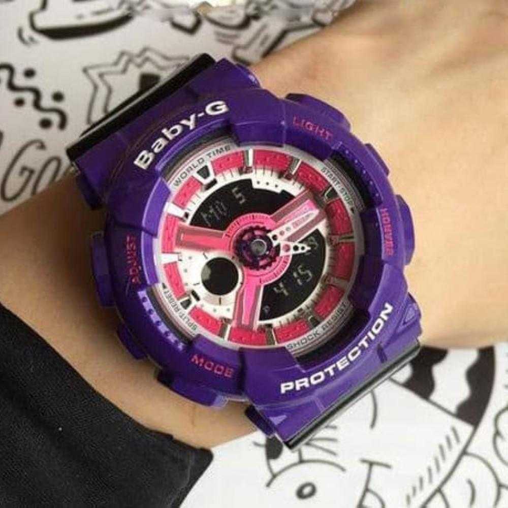 CASIO BABY-G BA-110NC-6ADR Digital Quartz Watch for Women - Purple & Black Resin Band, Shock Resistant, Water Resistant - Perfect for Sports, Fitness & Outdoor Activities
