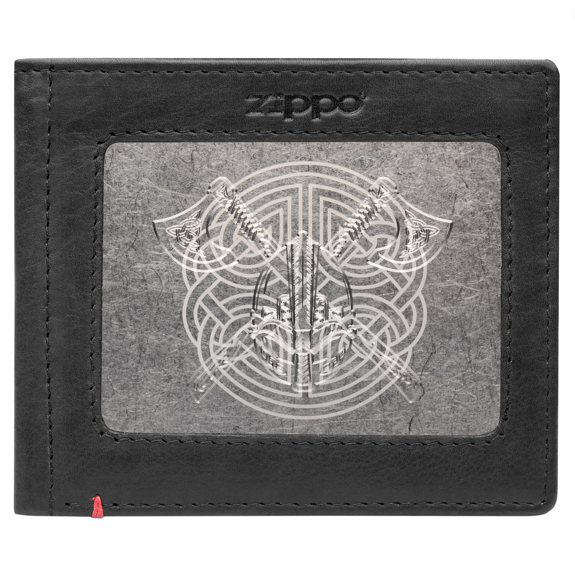 Viking Metal Plate Black Leather Wallet for Men - Stylish RFID Blocking Bifold Wallet for Everyday Use & Travel