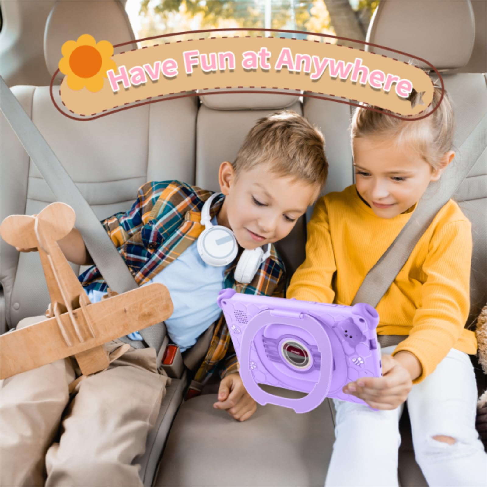 7 Inch Kids Tablet 32GB - Android Learning Tablet with WiFi, Bluetooth & Parental Control | Preloaded Educational Apps for Boys & Girls | Durable Purple Case Included | Perfect for Homeschooling, Travel & Early Childhood Development