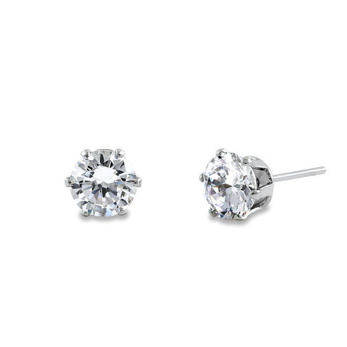 6mm Stainless Steel CZ Stud Earrings for Women - Hypoallergenic Cubic Zirconia Earrings for Everyday Wear & Special Occasions