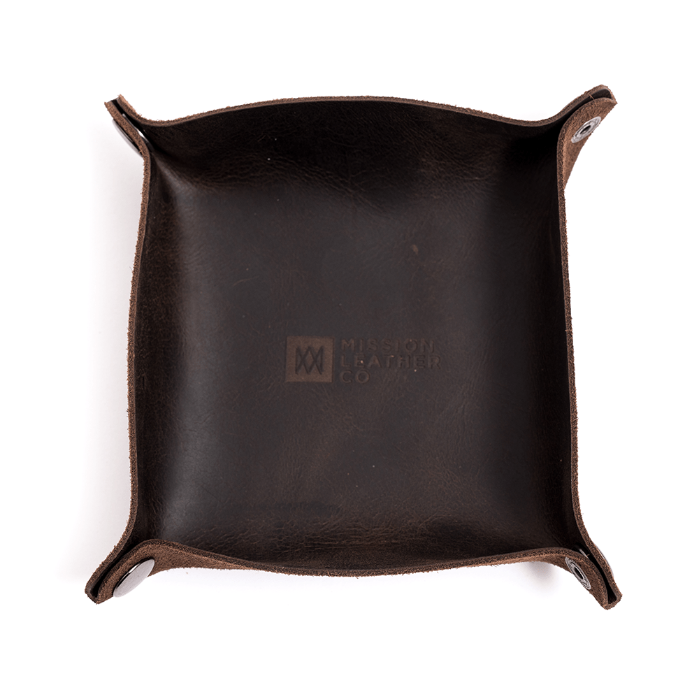 Premium Leather Valet Tray for Men - Handmade Organizer for Keys, Wallet & Watch - Perfect for Dresser Top, Nightstand & Travel Accessories Storage
