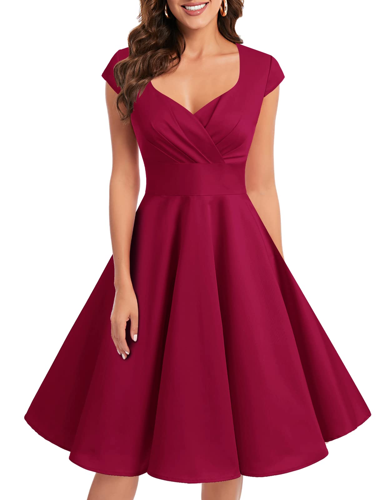 Vintage 1950s Retro Swing Dress for Women - Short Cocktail Party Dress with Flared Skirt | Perfect for Swing Dancing, Cocktail Parties, and Retro-Themed Events