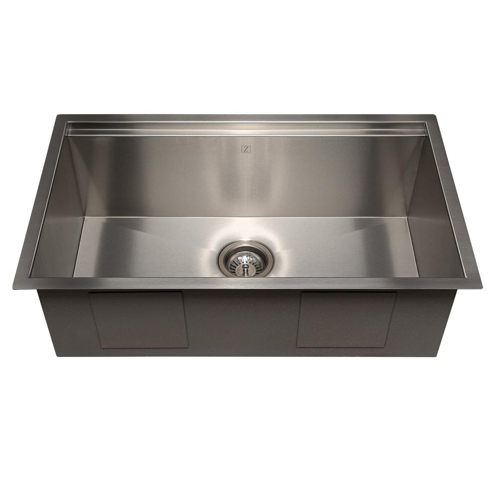 ZLINE Garmisch 30-Inch Undermount Single Bowl Stainless Steel Kitchen Sink with Bottom Grid & Accessories (SLS 30) - Perfect for Modern Kitchens, Remodeling & Chef-Inspired Cooking Spaces