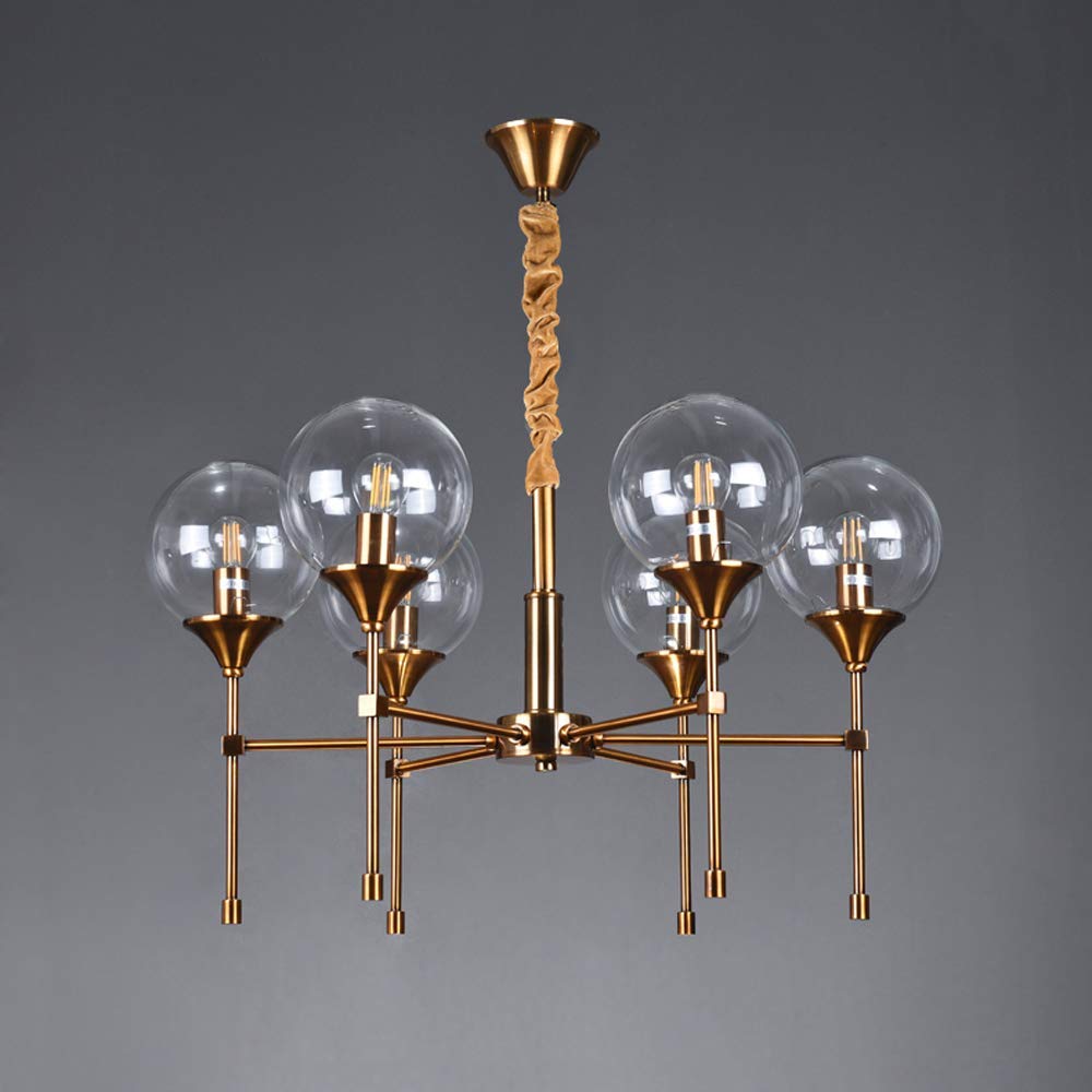 6-Light Modern Glass LED Chandelier with E14 Base - Elegant Iron Design Hanging Ceiling Light Fixture for Living Room, Dining Room & Kitchen | Perfect for Home Decor, Dinner Parties & Ambient Lighting