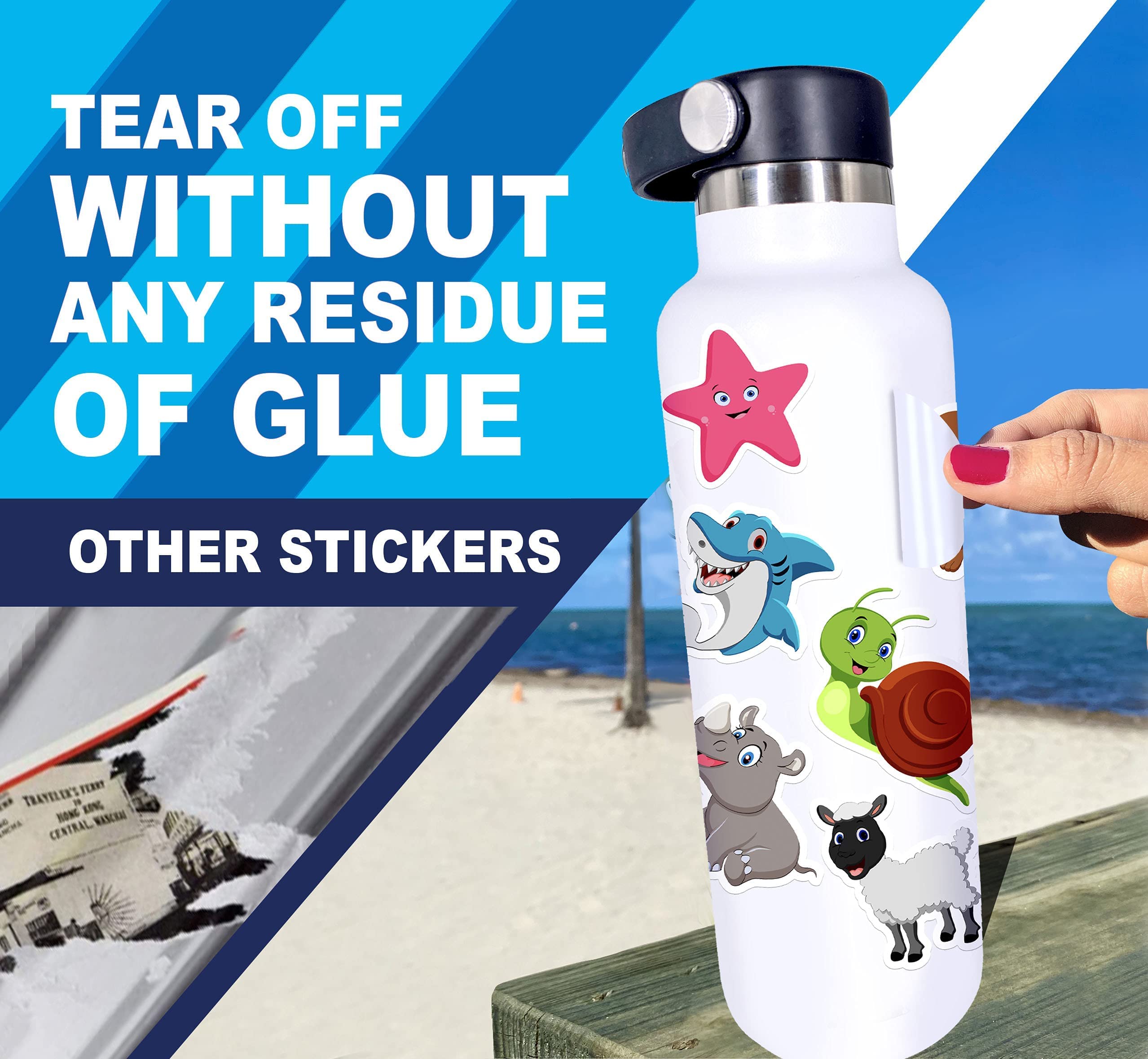 100 Cute Animal Stickers for Laptop & Water Bottles - Waterproof Vinyl Decals for Kids & Teens - Perfect for School Supplies, DIY Crafts, and Room Decor (Animal Theme, 100-Pack)