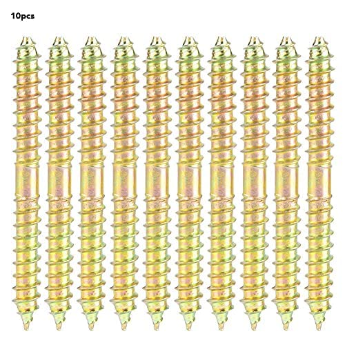 10pcs 6x60mm Dowel Screw Handrail Bolts - Double Ended Woodworking Screws for Furniture Assembly, Cabinet Making & DIY Projects - Strong Wood Connectors for Home, Office & Workshop Use