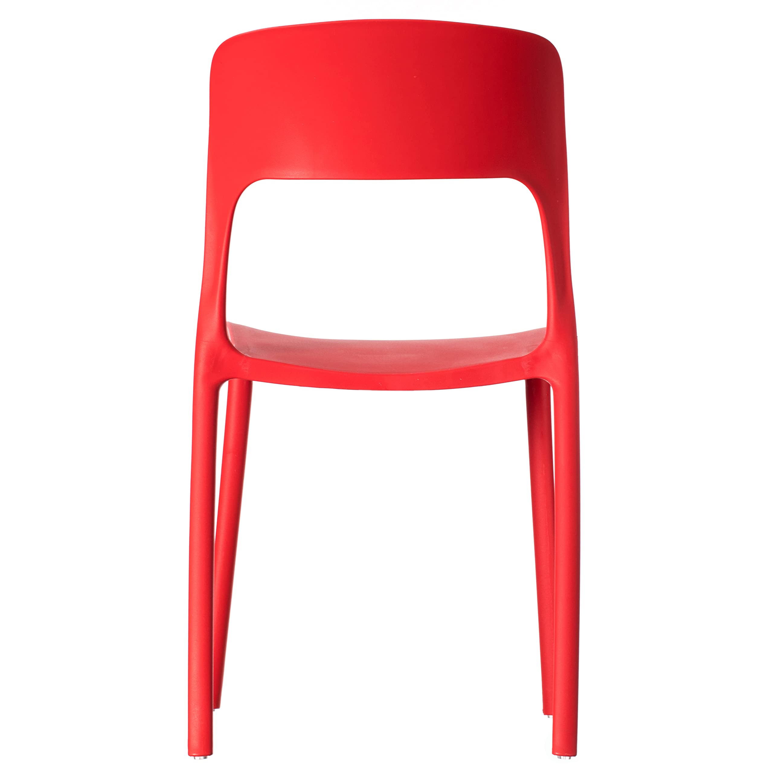 Fabulaxe 4-Piece Red Modern Plastic Outdoor Dining Chairs with Open Curved Back - Patio, Garden, Poolside & Backyard Furniture Set for Comfortable Outdoor Entertaining