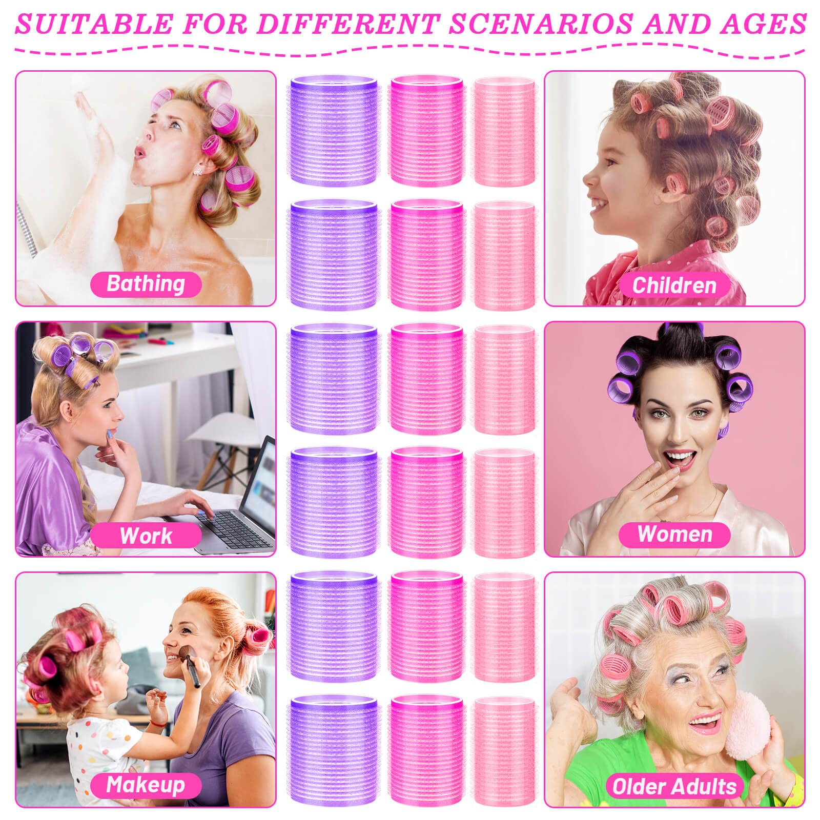 Best Hair Rollers Set for Curly & Wavy Styles - Heatless Curling Rods for Long & Short Hair - Perfect for Home Styling, Salon Use & Special Occasions