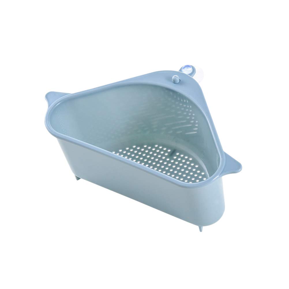 Cabilock Plastic Suction Cup Kitchen Sink Organizer - Hanging Drain Rack Storage Basket for Sponge, Fruit & Kitchen Gadgets (Blue) - Perfect for Small Spaces & Clutter-Free Sink Areas