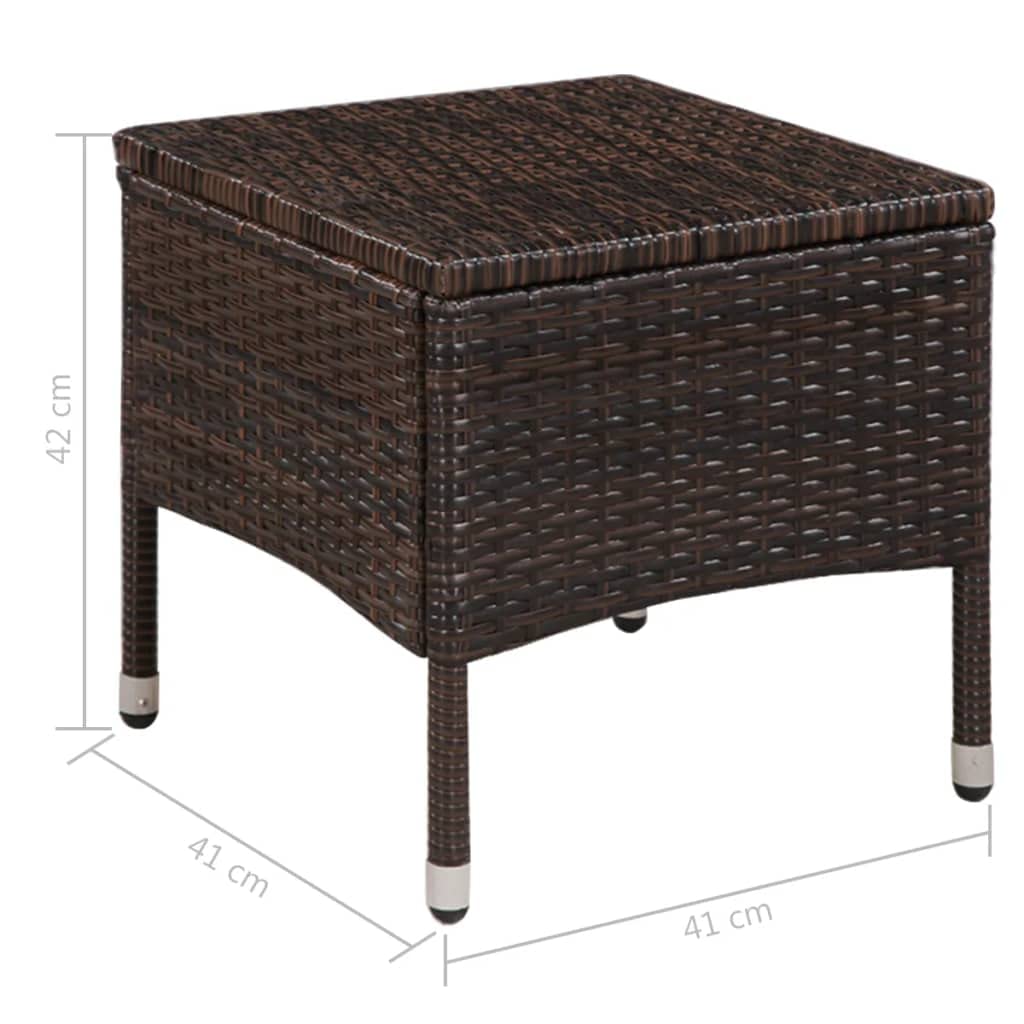 SKM Patio Chair and Stool Set with Cushions - Brown Poly Rattan Outdoor Furniture for Garden, Poolside, and Backyard Relaxation