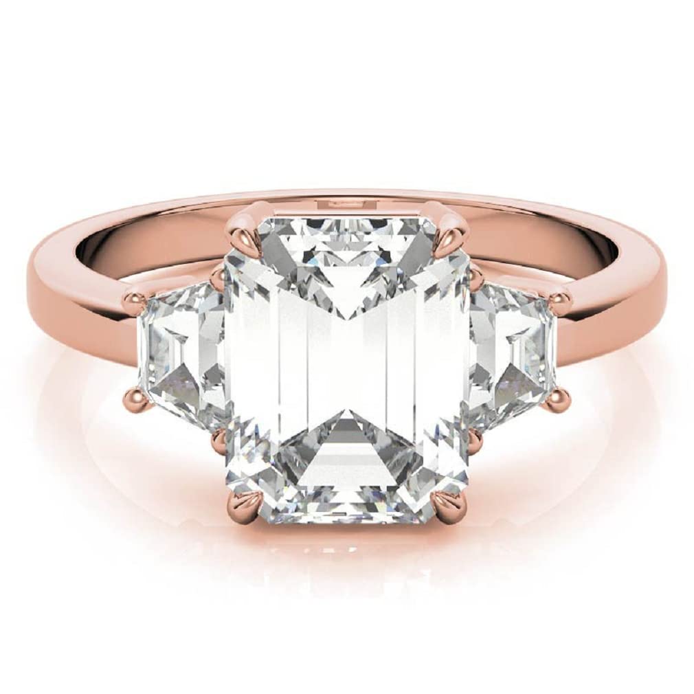 10K Solid Rose Gold Handmade Engagement Ring - 2.0 CT Emerald Cut Moissanite Diamond Solitaire Wedding Band for Women - Perfect for Proposals, Anniversaries & Bridal Jewelry Gifts
