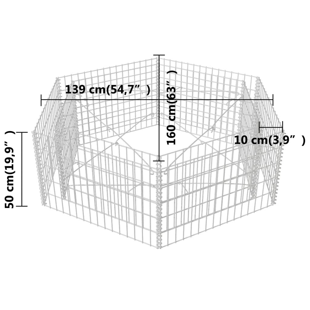 Hexagonal Gabion Raised Garden Bed - 63