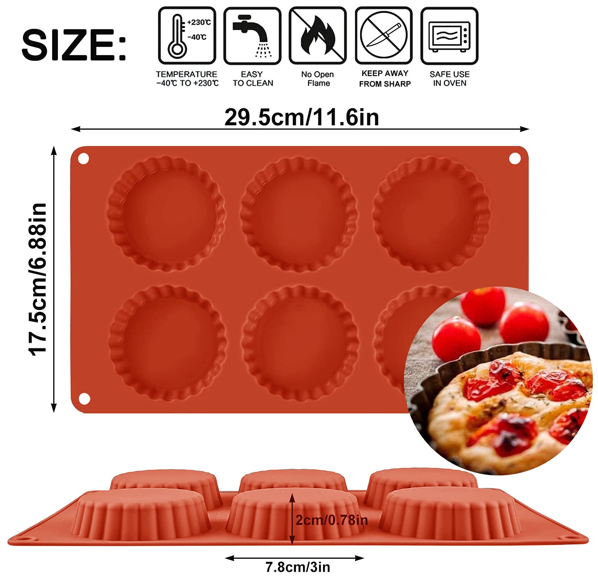 3-Piece Non-Stick Silicone Tart Pans Set - Perfect for Baking Whoopie Pies, Muffin Tops, Fruit Pies & Peanut Butter Treats - Ideal for Home Bakers & Dessert Lovers