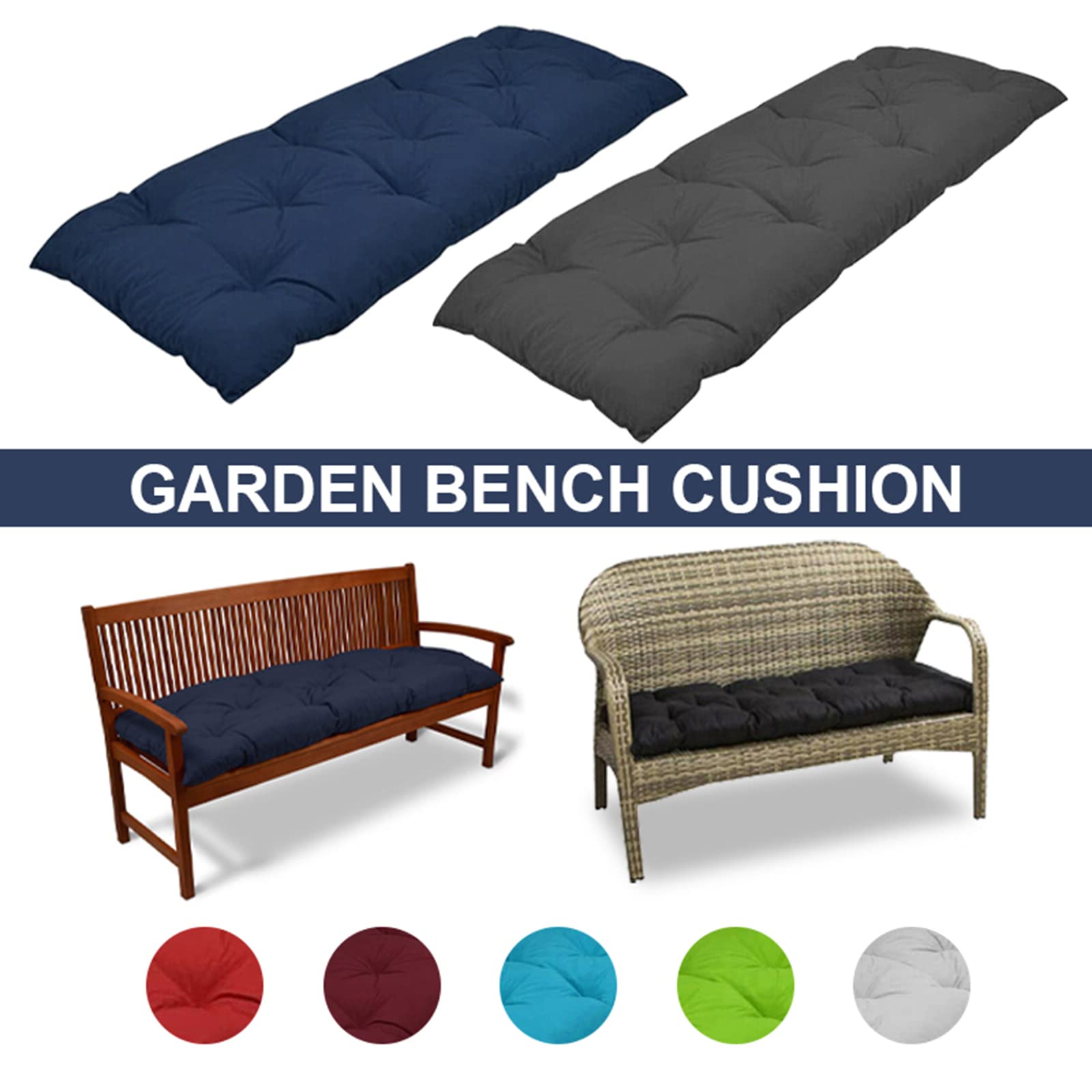 Premium Garden Bench Seat Cushions - Waterproof Outdoor Patio Furniture Cushions (39