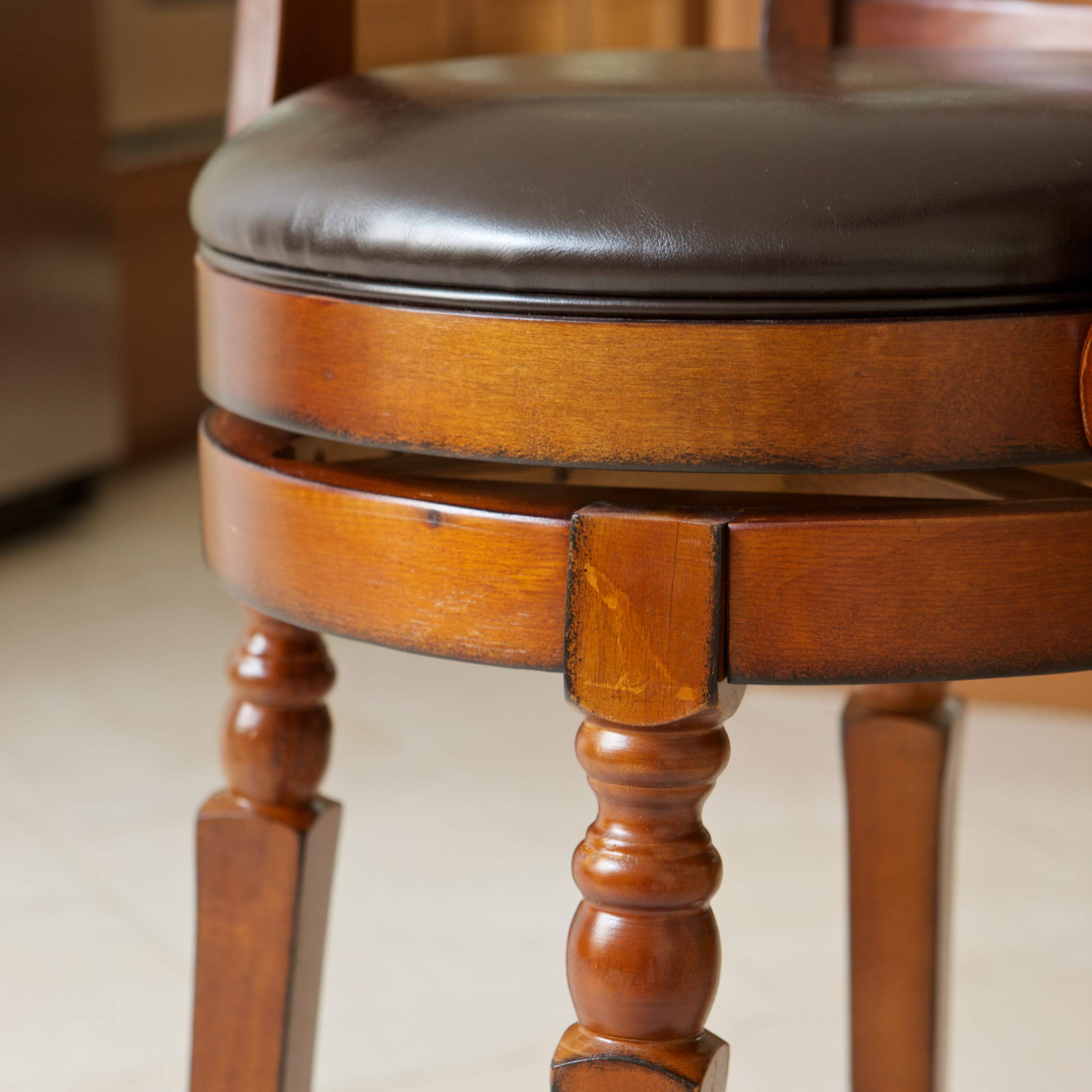 Christopher Knight Home Eclipse Armed Swivel Barstool - Chocolate Brown Bar Height Counter Stool for Kitchen Island, Breakfast Nook & Home Bar