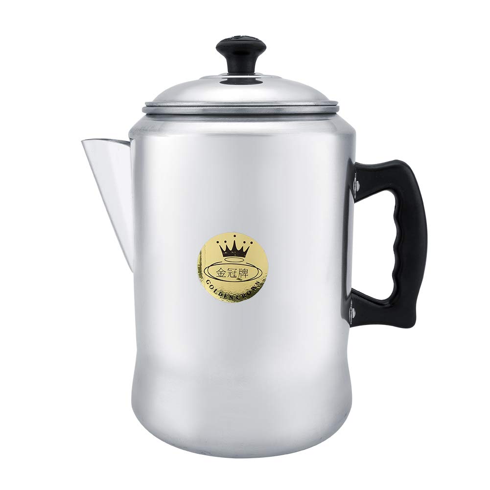 **Stainless Steel Coffee Percolator - 8 Cup Stovetop Coffee Maker with Lid - Durable Aluminum Alloy Tea Kettle for Camping, Home & Office Brewing**