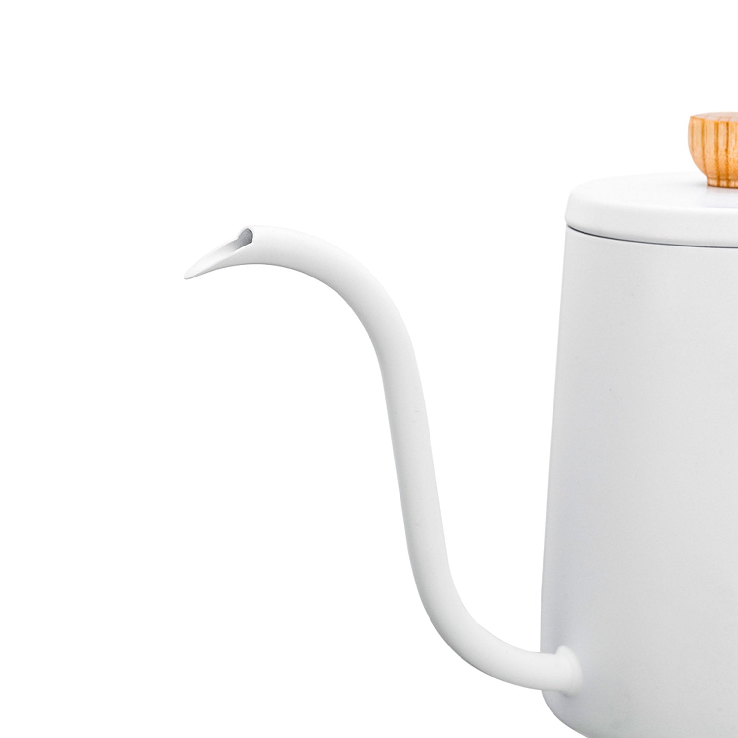 Premium I.XXI 600ml Gooseneck Coffee Kettle with Walnut Handle - Perfect for Pour Over, Drip Coffee & Tea Brewing - Stylish White Electric Water Kettle for Home & Office Use