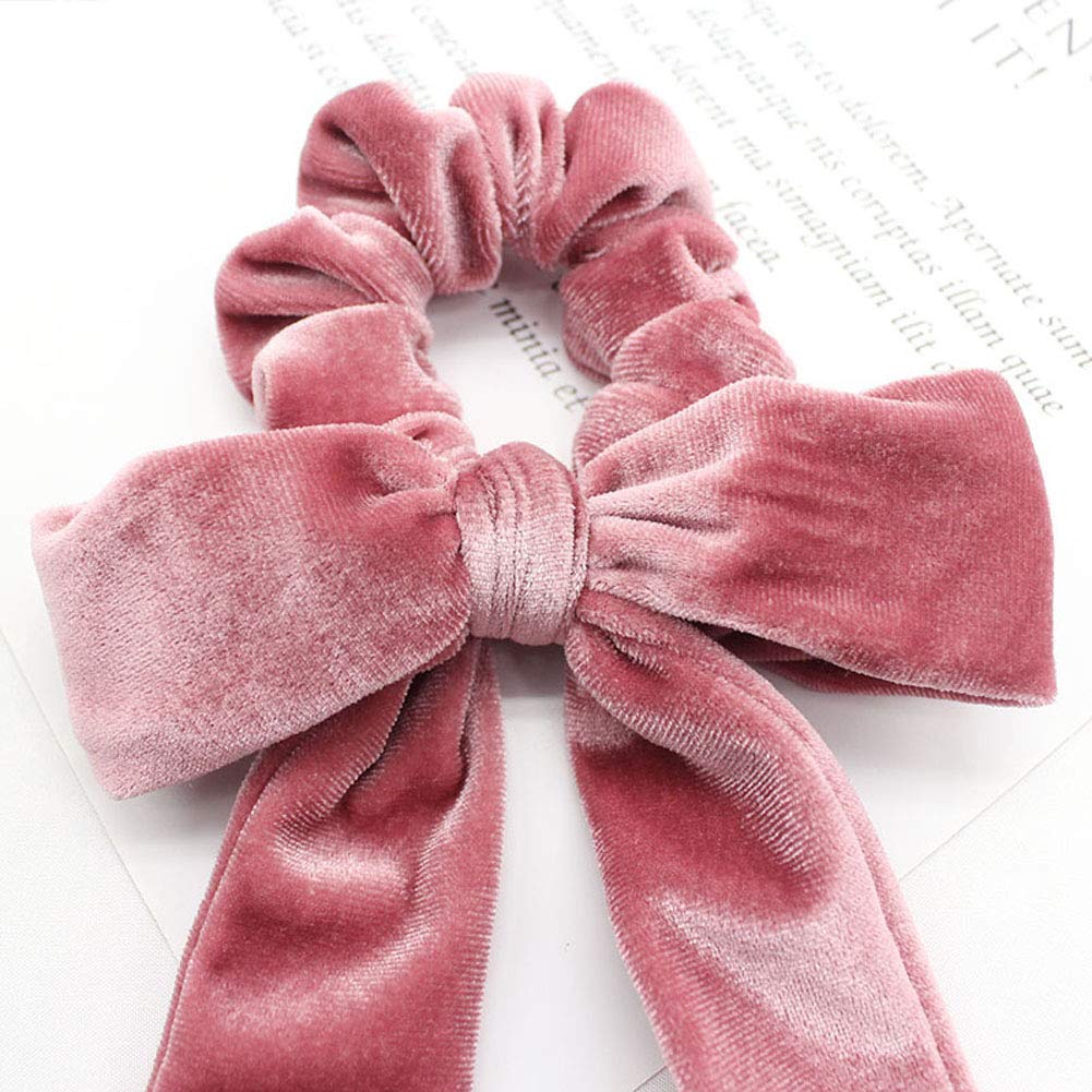 6 PCS Women's Velvet Hair Scrunchies - Soft Elastic Hair Ties with Bow Design, Headbands & Ponytail Holders for Everyday Use, Workouts and Fashion Accessories