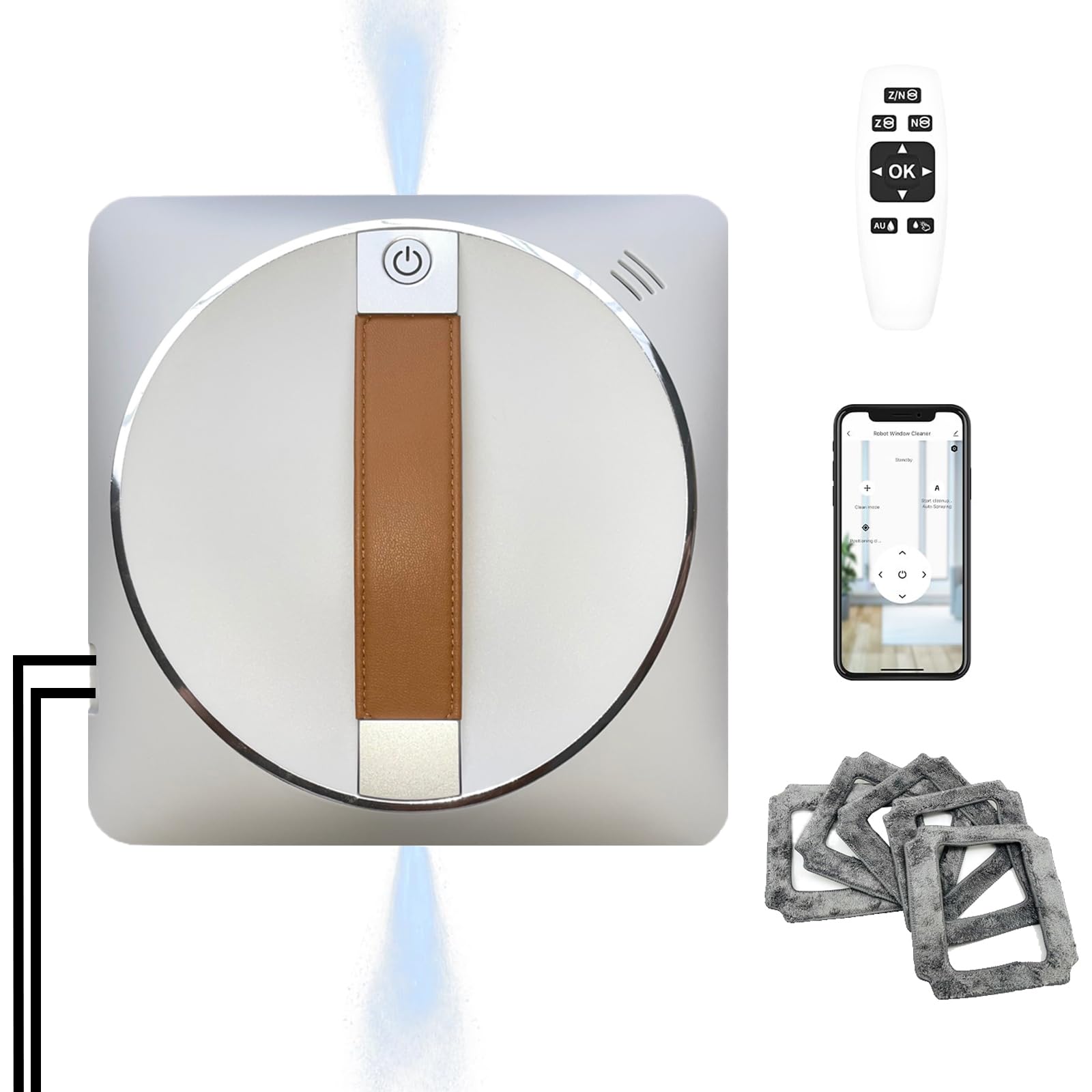 Smart Window Cleaning Robot with Dual Cross Water Spray & 2500Pa Suction - 50ML Tank, Edge Detection, App Control - Perfect for High-Rise Windows, Glass Doors & Skylights
