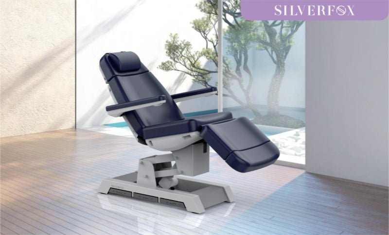SilverFox 4 Motors Electric Facial Spa Bed 2220D Dark Grey - Professional Massage Table for Spa & Salon, Reclining Beauty Bed with Adjustable Height for Facial Treatments, Waxing, and Massage Therapy