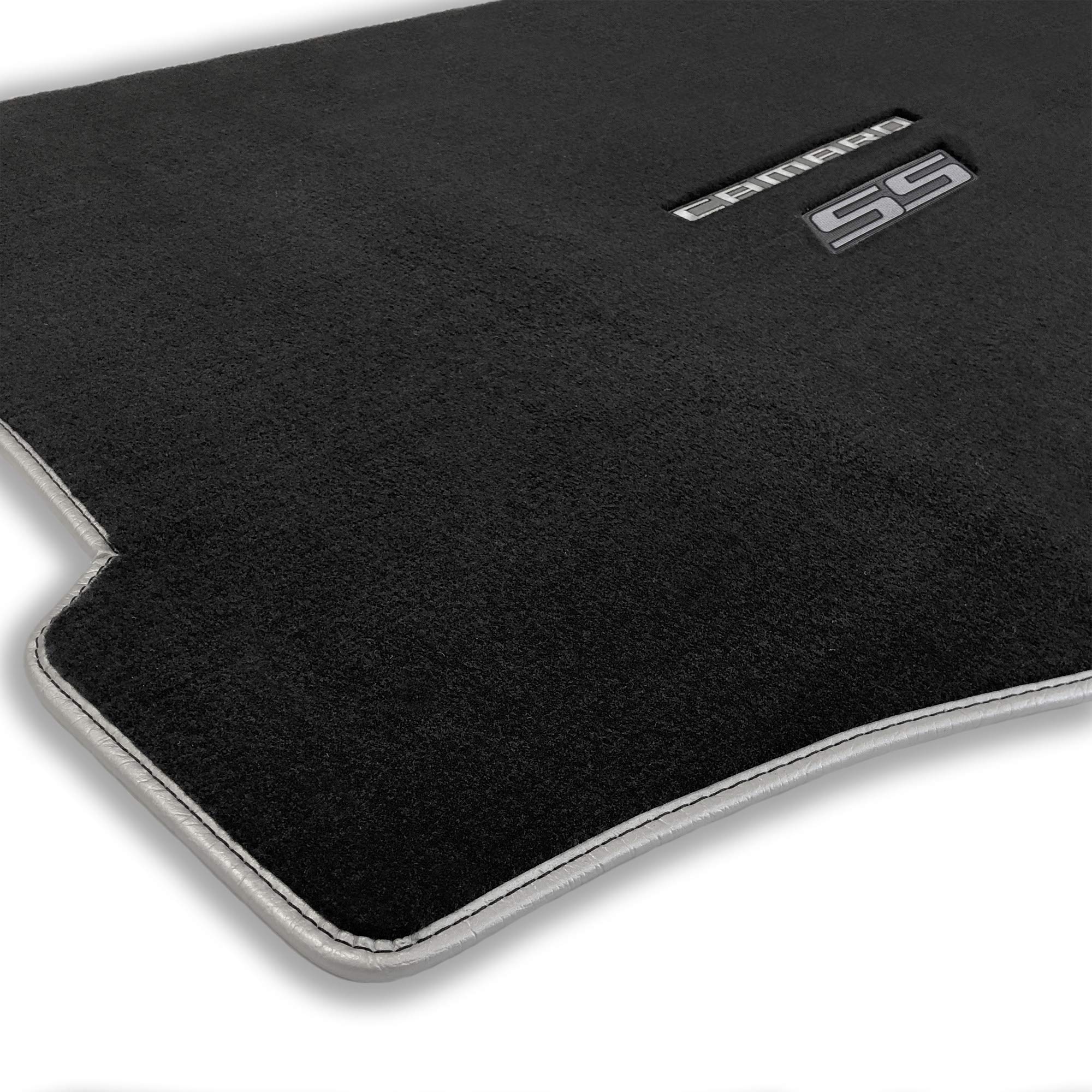 Premium Custom-Fit Carpet Floor Mats for 2010-2015 Chevy Camaro | Luxury Car Floor Liners with Double Logo | Perfect for Camaro SS & Convertible Models | Ideal for Daily Driving, Road Trips & Car Shows (Charcoal)