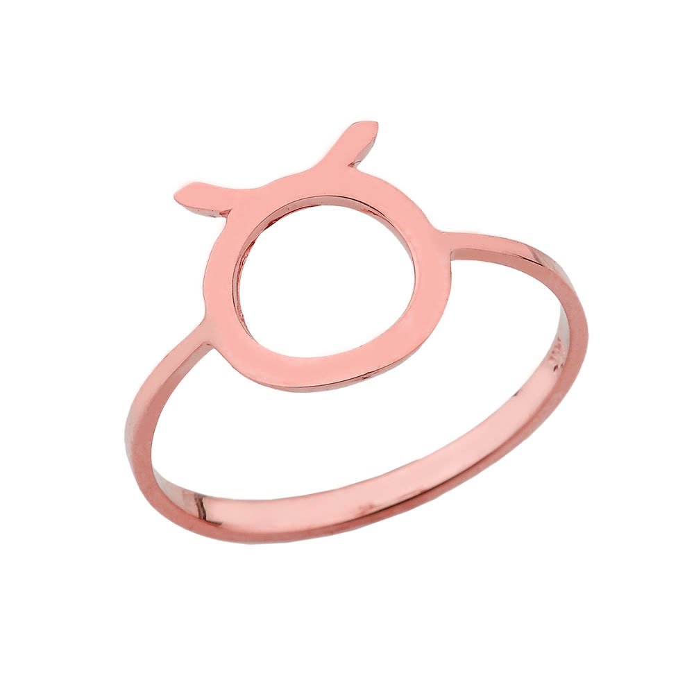 14K Rose Gold Taurus Zodiac Ring - Elegant Astrology Jewelry for Women | Perfect Birthday Gift, Anniversary Present & Everyday Wear for Taurus Zodiac Sign Lovers