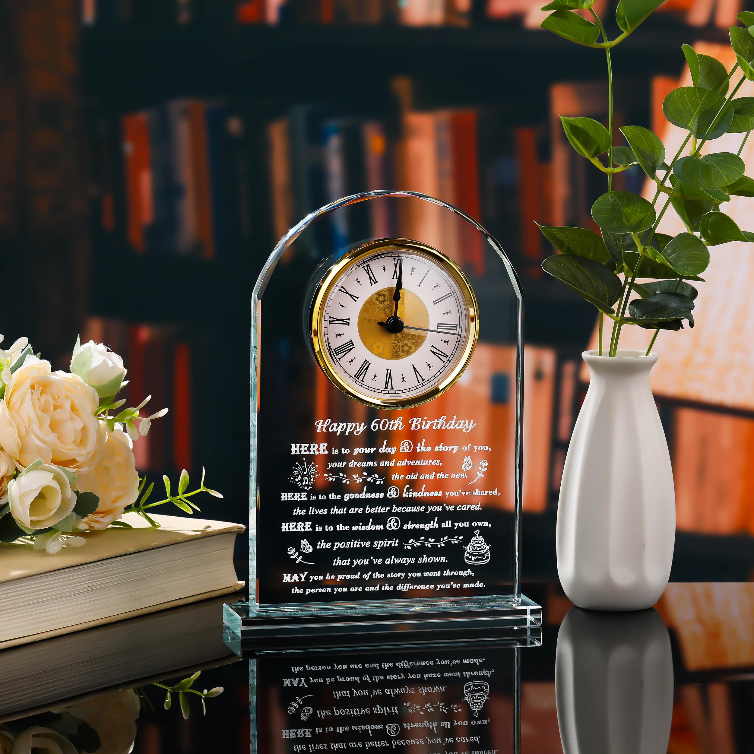 Personalized 60th Birthday Crystal Clock Gift for Women & Men - Custom Engraved 1964 Keepsake for Mom, Dad, Her or Him - Unique 60 Year Old Birthday Present Ideas - Perfect for Anniversary, Retirement & Milestone Celebrations