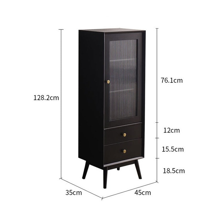 ELLEN SWEDEN Scandinavian Glass Display Bookcase - Solid Hardwood Bookshelf for Living Room, Office & Library - Modern Book Storage & Home Decor