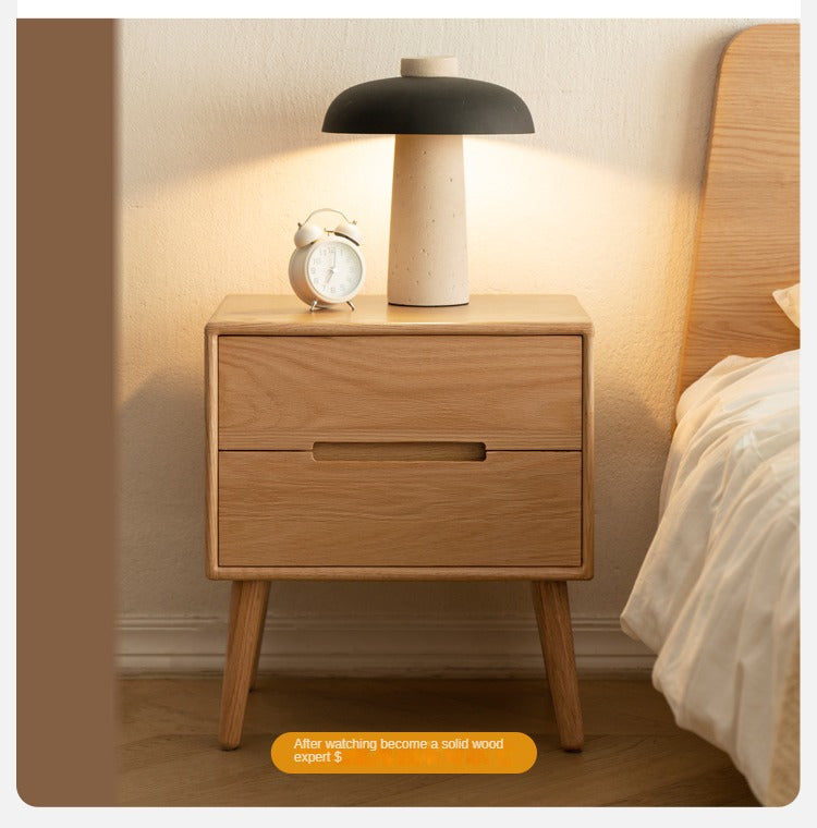Solid Oak Wood Nightstand - Sturdy Bedside Table for Bedroom, Living Room, or Office - Perfect for Storage and Decor