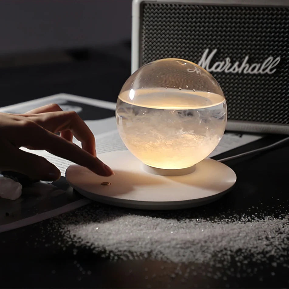 Storm Ball Table Lamp - Modern LED Night Light for Bedroom, Living Room, and Office - Dimmable Touch Control Desk Lamp with Warm White Light for Reading, Relaxing, and Decor