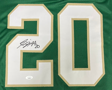 Benjamin Morrison Autographed Notre Dame Fighting Irish Shamrock Green #20 Football Jersey - Perfect for Game Day, Collectibles & Fan Gifts